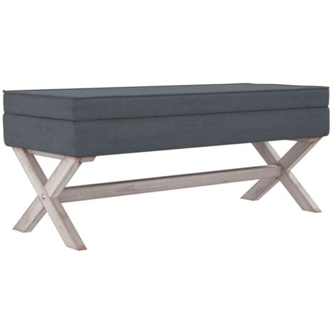 vidaXL Sgabello Portaoggetti Grigio Scuro 110x45x49 cm in Velluto