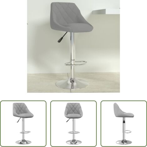 vidaXL Sgabello regolabile -  Sgabello da Bar Grigio Chiaro in Velluto