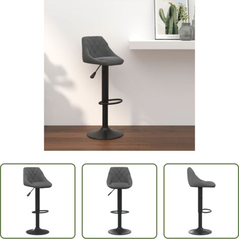 vidaXL Sgabello regolabile -  Sgabello da Bar Grigio Scuro in Velluto