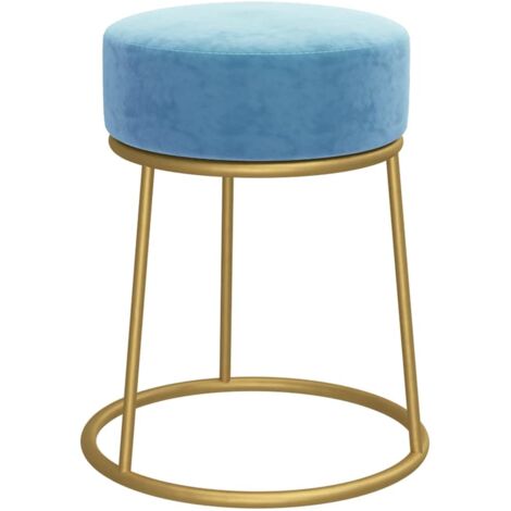vidaXL Sgabello Rotondo Azzurro in Velluto
