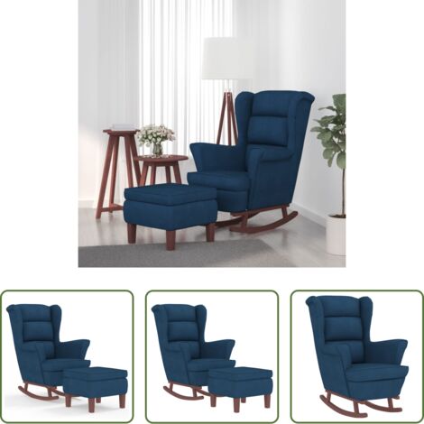 vidaXL Sgabello -  Sedia a dondolo con schienale alto in velluto blu