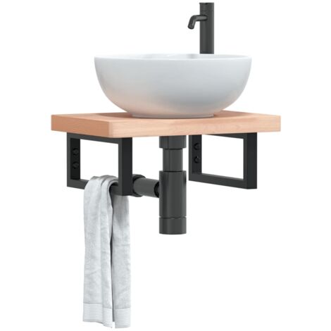 vidaXL Shelf Brackets for Washbasin 2 pcs Black Rectangular Steel