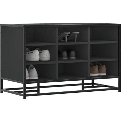 vidaXL Shoe Bench Black 84x40x53,5 cm Engineered Wood and Metal