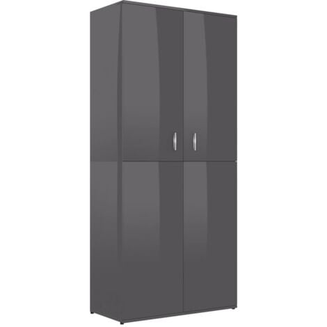 main image of "vidaXL Shoe Cabinet High Gloss Grey 80x39x178 cm Chipboard - Grey"