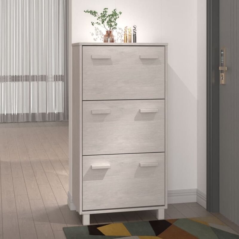 Vidaxl - Shoe Cabinet Hamar White 59.5x35x117 Cm Solid Wood Pine