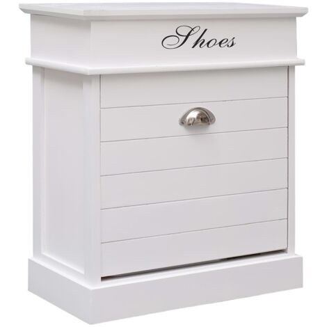 main image of "vidaXL Shoe Cabinet White 50x28x58 cm Paulownia Wood - White"