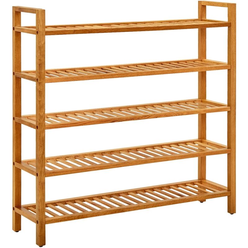Shoe Rack With 5 Shelves 100x27x100 Cm Solid Oak Wood Vidaxl