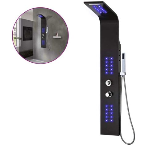 vidaXL Shower Panel Unit Aluminium 20x44x130 cm Black