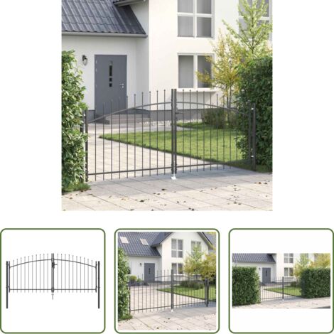 vidaXL Sicurezza esterna -  Cancello Doppio con blocco Grigio 299,5 x 174,5 cm Acciaio
