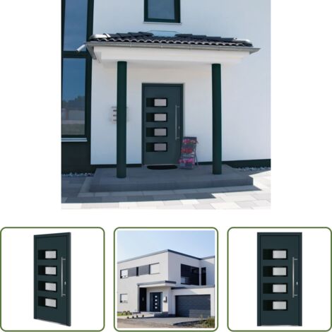 vidaXL Sicurezza porta -  Porta Ingresso Antracite 100x210 cm in Alluminio e PVC
