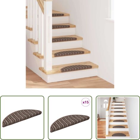 vidaXL Sicurezza scale -  Tappetini per scale autoadesivi 15 pcs Marrone 56 x 17 x 3 cm