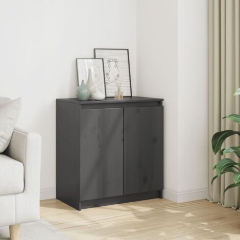 vidaXL Side Cabinet Grey 60x36x65 cm Solid Wood Pine