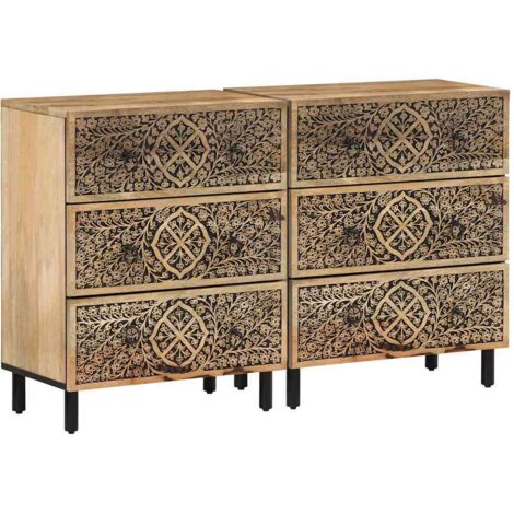 vidaXL Side Cabinets 2 pcs 60x33x75 cm Solid Wood Mango