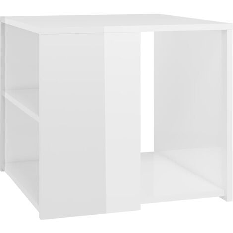 vidaXL Side Table High Gloss White 50x50x45 cm Chipboard - White