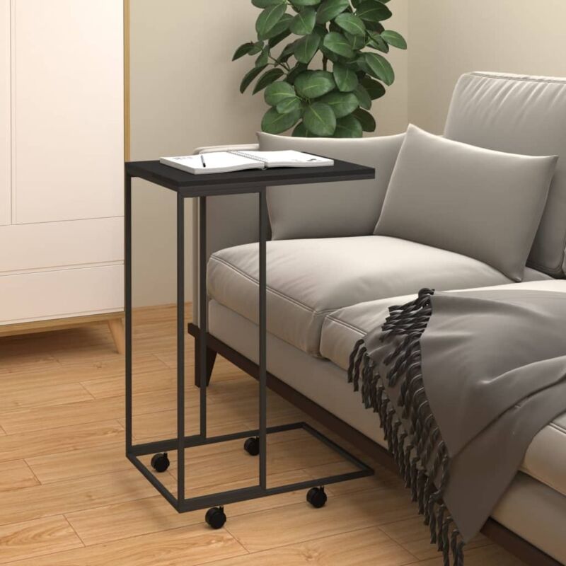 Vidaxl - Side Table With Wheels Black 40x30x63.5 Cm Engineered Wood