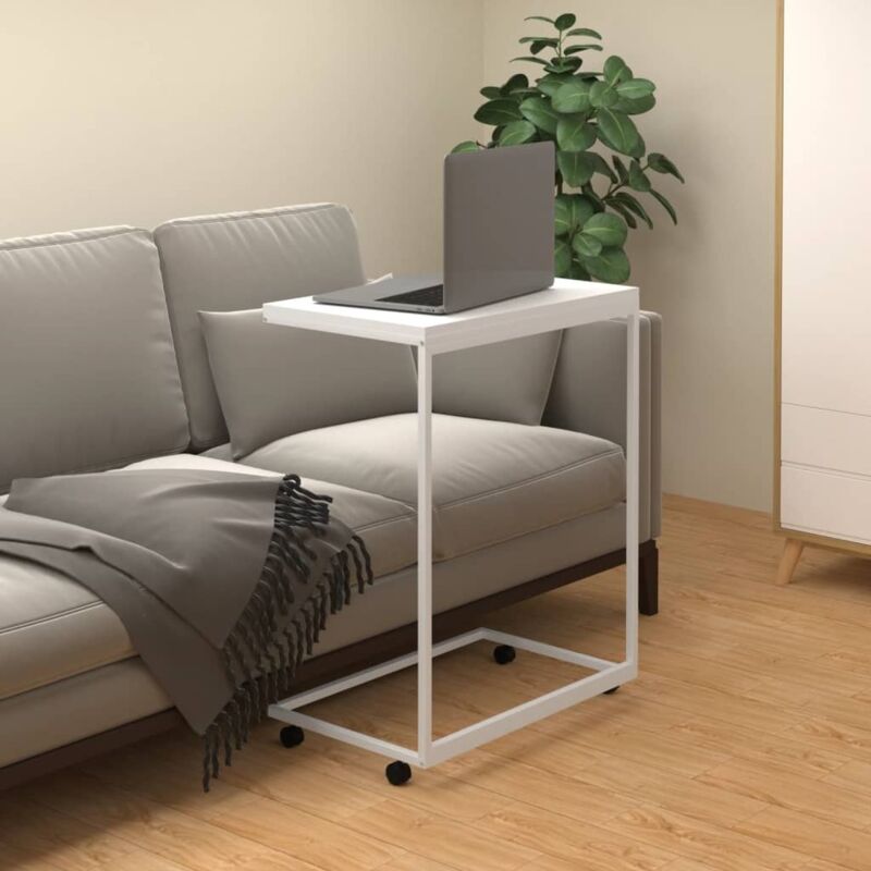 Vidaxl - Side Table With Wheels White 55x35x70 Cm Engineered Wood