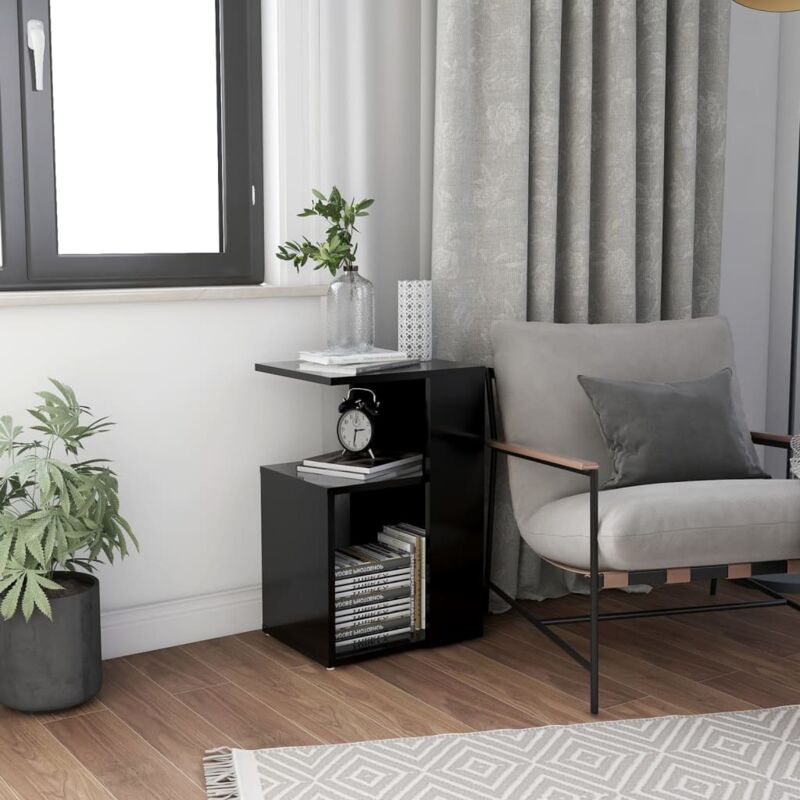 Side Table Black 36x30x56 cm Engineered Wood Vidaxl Black