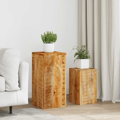 main image of "vidaXL Side Tables 2 pcs Solid Mango Wood - Brown"