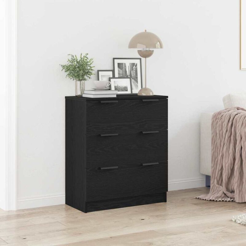 Schwarzes Eichen-sideboard 60x30x70 Cm Holzwerkstoff - Vidaxl