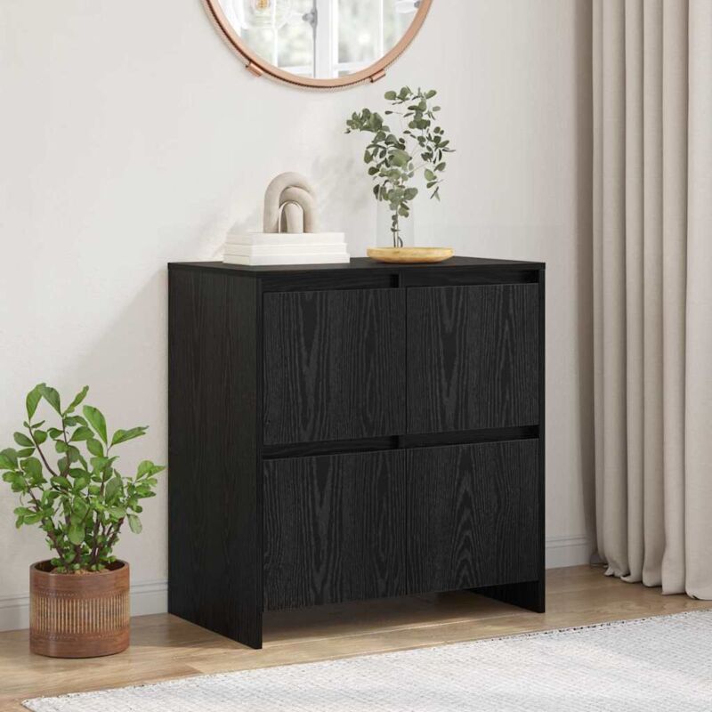 Sideboard Black Oak 70 X 41 X 75 Cm Engineered Wood Vidaxl