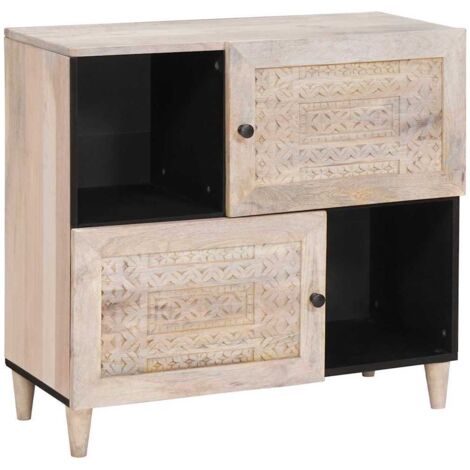 vidaXL Sideboard Bleached White 80 x 33 x 75 cm Solid Mango Wood