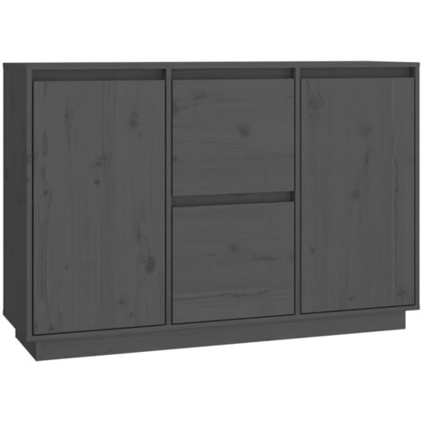 vidaXL Sideboard Grau 111x34x75 cm Massivholz Kiefer