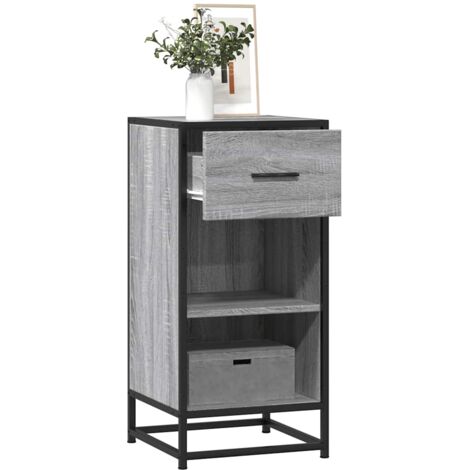 vidaXL Sideboard Grau Sonoma 35,5x35x76 cm Holzwerkstoff und Metall