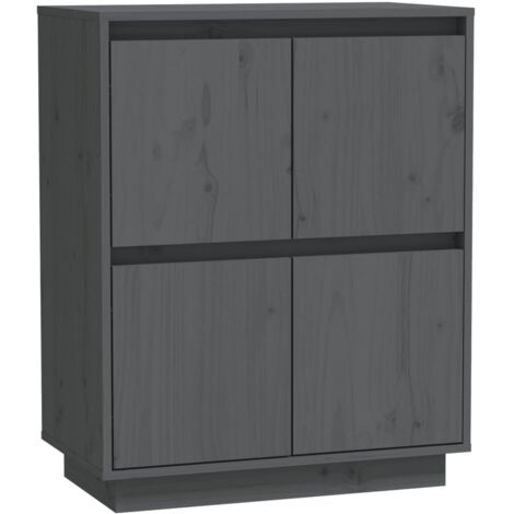 vidaXL Sideboard Black 60x34x75 cm Solid Wood Pine - Black