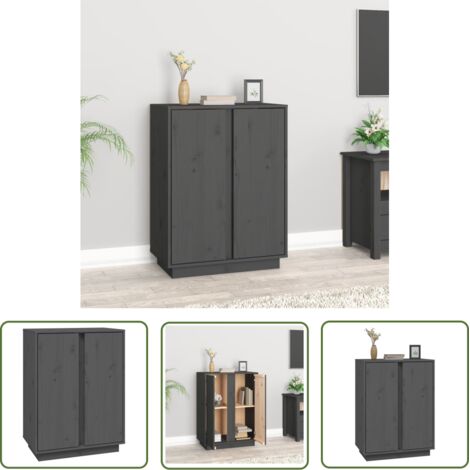 vidaXL Sideboard Grey 60x35x80 cm Solid Wood Pine