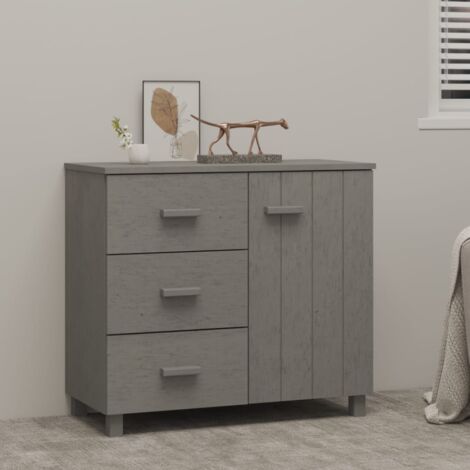 vidaXL Sideboard "HAMAR" Light Grey 90x40x80 cm Solid Pinewood