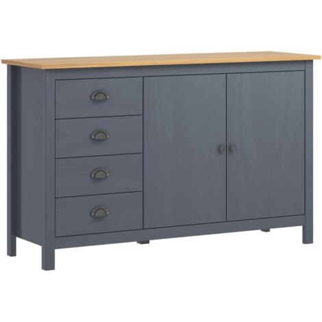 vidaXL Sideboard "Hill" Grey 130x40x80 cm Solid Pine Wood