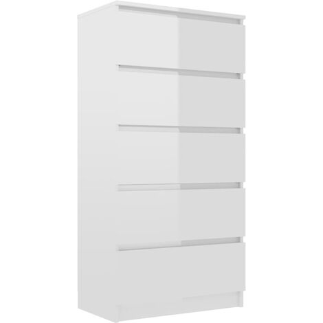 Hochglanz 90x50x40cm weiß/grau Schubladenschrank Kommode MCW-B27 