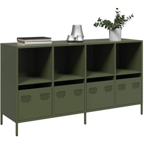 vidaXL Sideboard Olivgrün 135x39x73,5 cm Kaltgewalzter Stahl