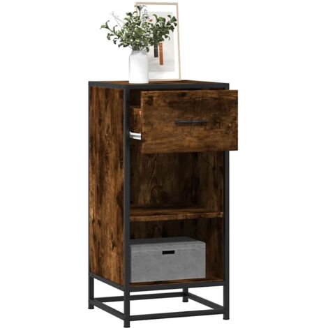 vidaXL Sideboard Räuchereiche 35,5x35x76 cm Holzwerkstoff und Metall