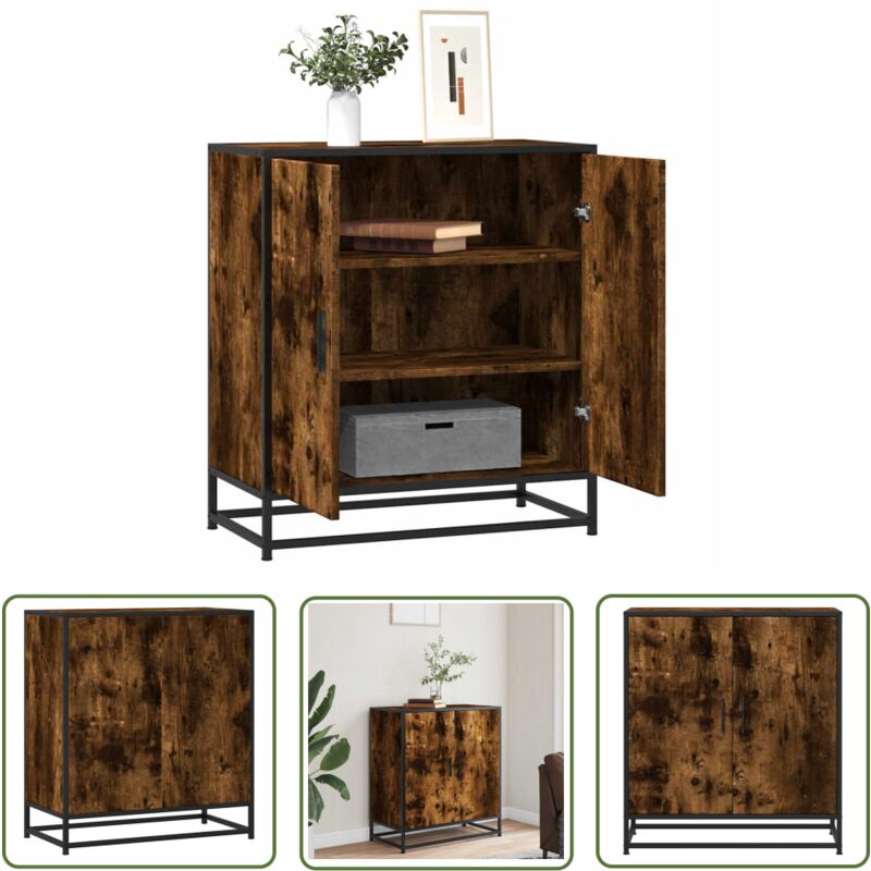 Thun - Vidaxl Sideboard Räuchereiche 68x35x76 Cm Holzwerkstoff Und Metall