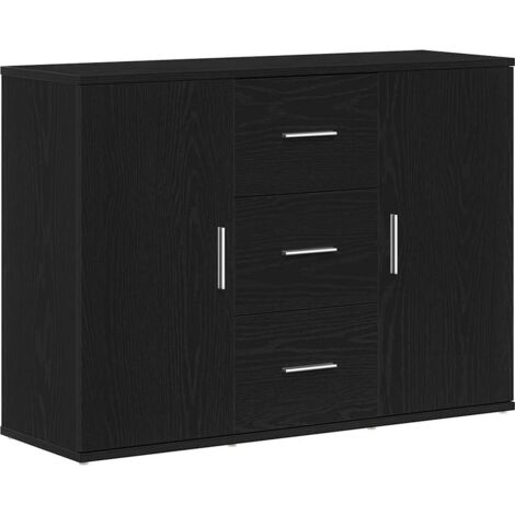 vidaXL Sideboard Schwarz Eichen-Optik 91x29,5x65 cm Holzwerkstoff