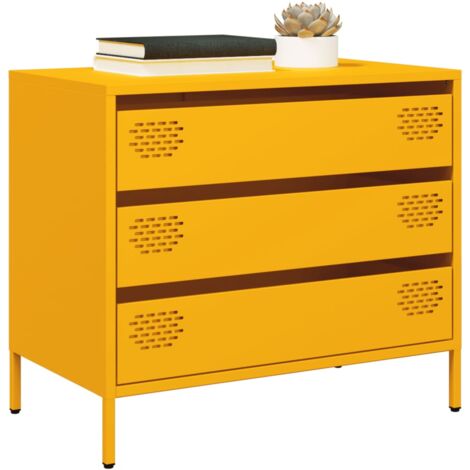 vidaXL Sideboard Senfgelb 68x39x58,5 cm Kaltgewalzter Stahl