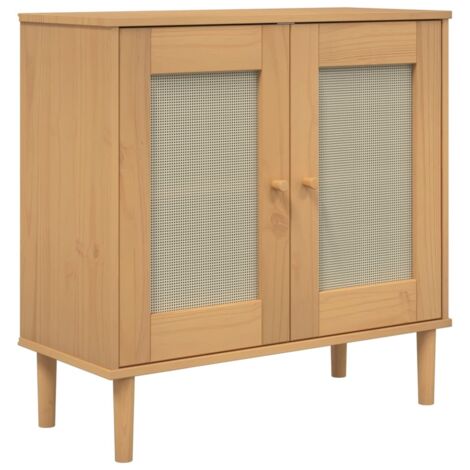 vidaXL Sideboard "SENJA" Rattan Look Brown 80x35x80 cm Solid Wood Pine