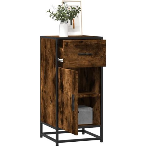 vidaXL Sideboard Smoked Oak 35,5x35x76 cm Engineered Wood and Metal