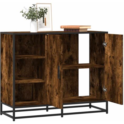 vidaXL Sideboard Smoked Oak 92x35x76 cm Engineered Wood