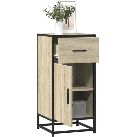vidaXL Sideboard Sonoma-Eiche 35,5x35x76 cm Holzwerkstoff und Metall