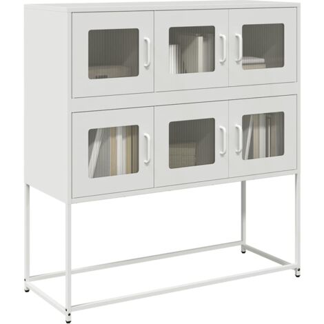 vidaXL Sideboard Weiß 100,5x39x107 cm Kaltgewalzter Stahl