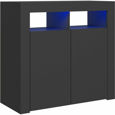 vidaXL Sideboard with LED Lights High Gloss White 80x35x75 cm - White
