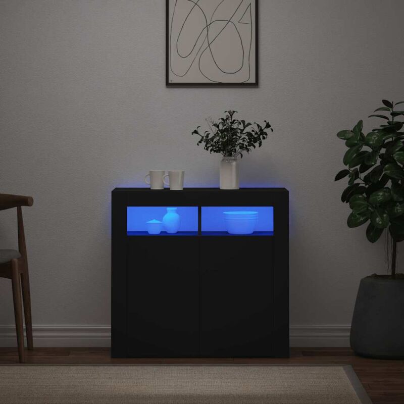 Vidaxl - Sideboard with led Lights Black 80x35x75 cm Black