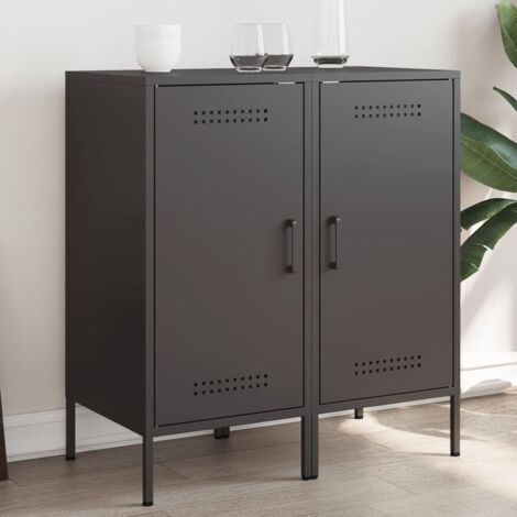 vidaXL Sideboards 2 pcs Black 36x39x79 cm Steel