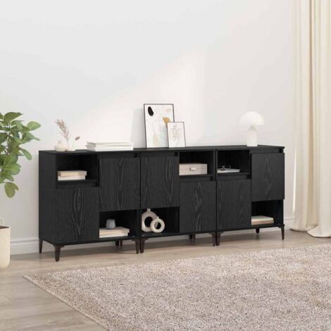 vidaXL Sideboards 3 pcs Rovere Nero 60 x 35 x 70 cm Legno