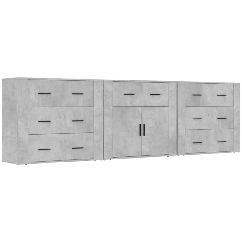 Sideboards 3 Stk. Betongrau Holzwerkstoff Vidaxl