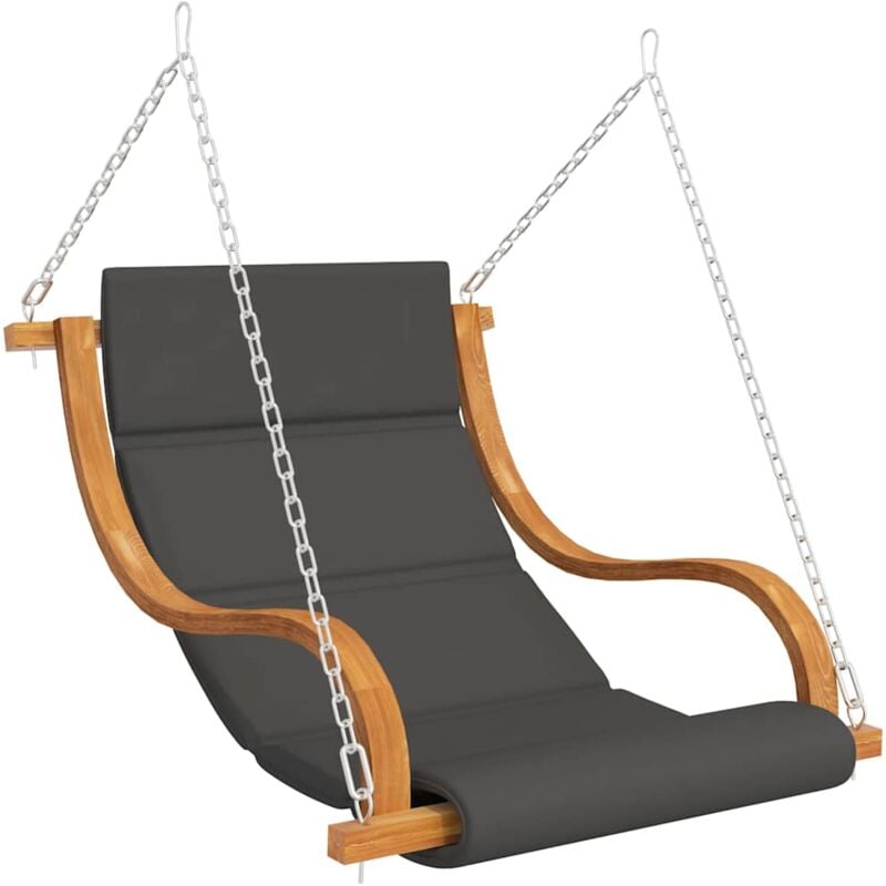 

vidaXL Silla columpio con cojín madera curvada con acabado en teca - Marrón