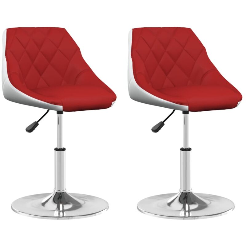 

vidaXL Silla comedor giratoria 2 uds cuero sintético rojo vino blanco - Rojo