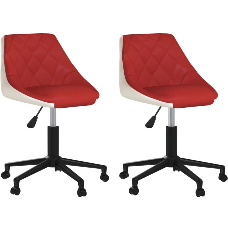 

vidaXL Silla comedor giratoria 2 uds cuero sintético rojo vino y blanco - Blanco